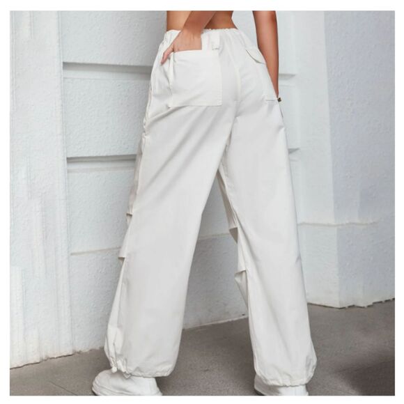 464 Women’s White Drawstring Wide-Leg Lounge Pants – Casual Streetwear - Picture 4 of 6